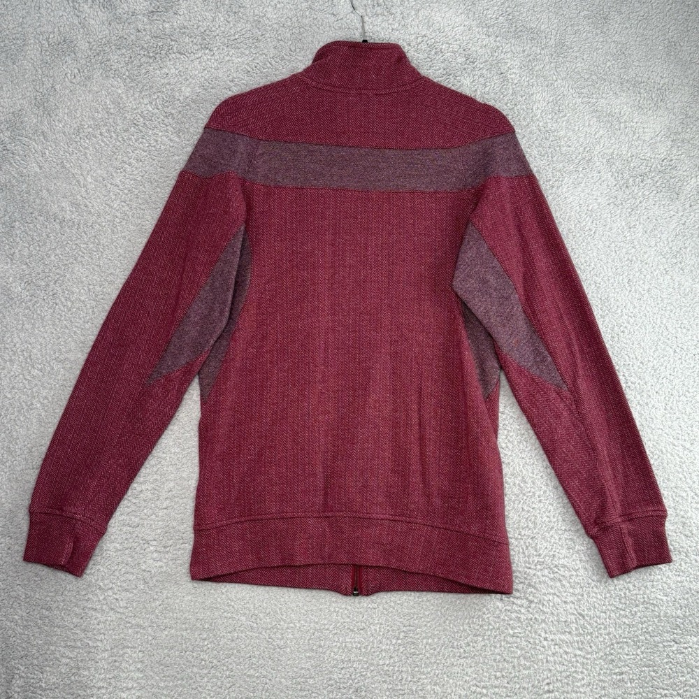 Adidas Men's Full Zip Fleece Track Jacket Maroon Red 3 Stripe Orange Logo Small - Picture 8 of 11